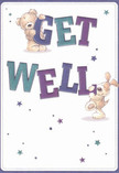 Brimming with playful optimism and gentle light, this get well card features two endearing characters-a teddy bear and a puppy-each seemingly springing forth to encourage recovery with cheerful energy. Their rounded forms and bright, affectionate eyes draw immediate comfort, while the indigo and teal hues of the bold 'Get Well' lettering stand out proudly against a soothing cream background, much like Milton Keynes' modern city design set against its leafy parks. Sprinkles of stars in varying blues and purples add a touch of whimsy, mirroring the vibrant, hopeful mood of a bouquet arriving at a local hospital or doorstep. The meticulous detail in the fur suggests softness and gentle embrace, echoing the dedication of Milton Keynes' finest florists. This card does more than send wishes-it delivers genuine warmth and a sense of community care, just right for anyone needing a heartfelt boost in recovery.